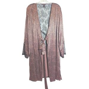 Victoria's Secret Leopard Print Lace‎ Trim Tie Front Robe - M/L